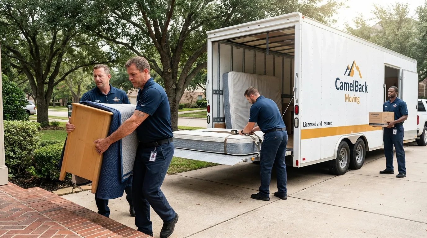 Crew loading residential truck for cross-state move from Bessemer, AL