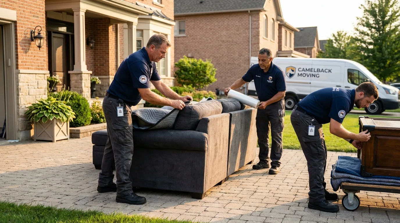 Large estate moving crew wrapping furniture in Bessemer, AL