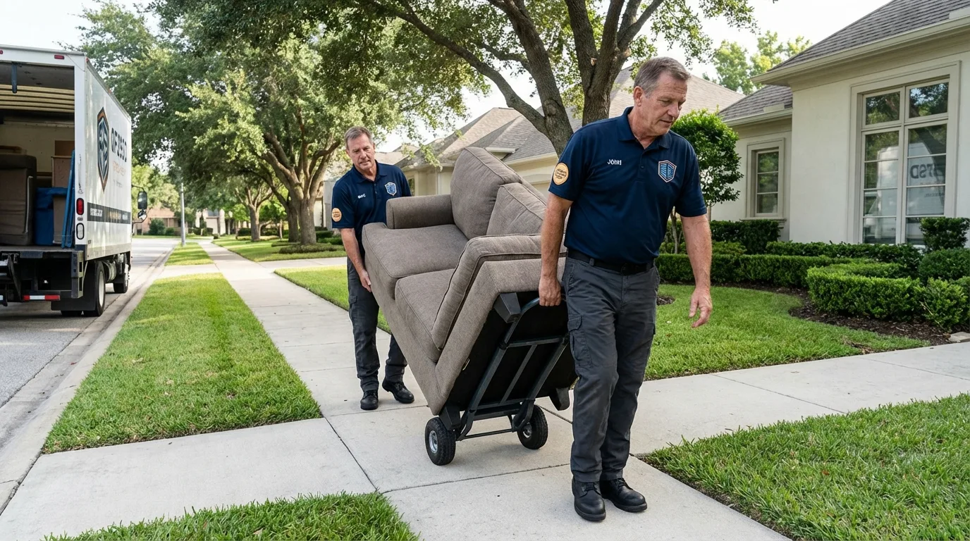 Local residential moving crew loading furniture in Bessemer, AL