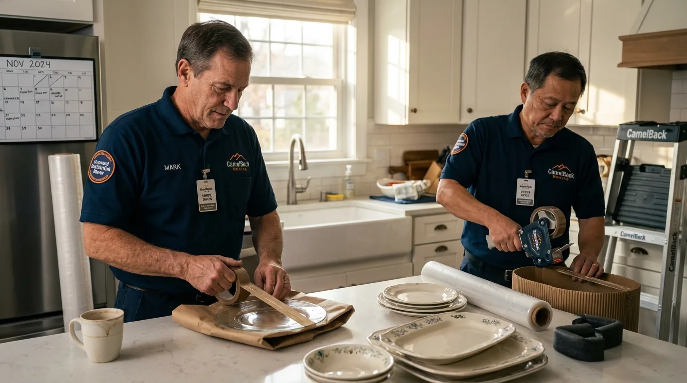 Professional crew packing kitchen dishware in Bessemer, AL